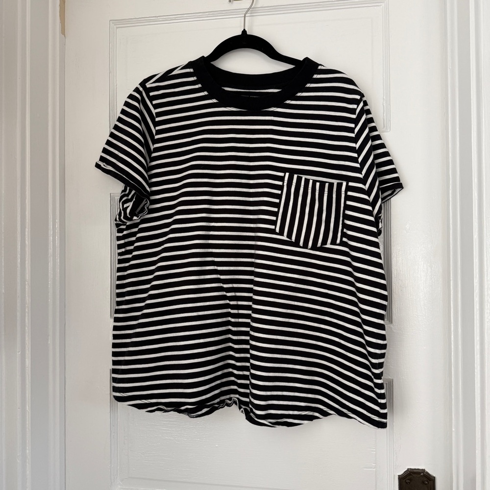 Universal Standard Black and White Stripe Tee Shirt